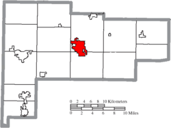 Location of Wapakoneta in Auglaize County