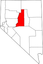 Map of Nevada highlighting Lander County