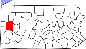 Map of Pennsylvania highlighting Butler County