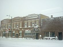 Winter view of downtown Napoleon, North Dakota.