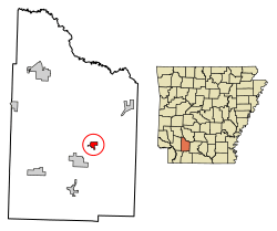 Location of Cale in Nevada County, Arkansas.