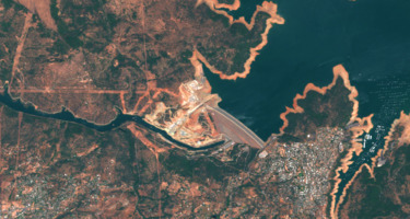Oroville Dam, California, July 29, 2017, Sentinel-4, true-color satellite image
