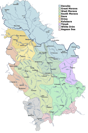 Serbia drainage basins detailed