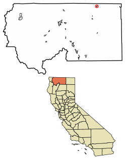 Location of Dorris in Siskiyou County, California.