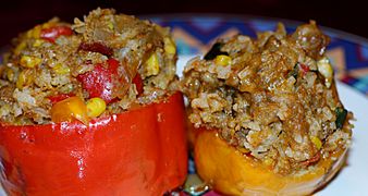 Slow-cooked stuffed peppers