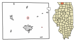 Location of Ridott in Stephenson County, Illinois.