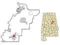 Talladega County Alabama Incorporated and Unincorporated areas Mignon Highlighted