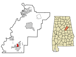 Location in Talladega County and the state of Alabama