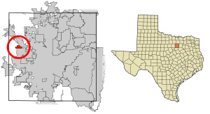 Location of Lakeside in Tarrant County, Texas