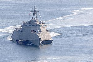 USS Canberra (LCS-30) departs San Diego, California (USA), 19 April 2023 (230419-N-NT811-1003)