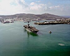 USS Lexington (AVT-16) leaving Guantanamo Bay c1989