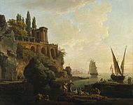 Vernet Claude-Joseph - Paysage imaginaire, scène portuaire italienne