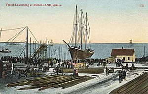 Vessel Launch Postcard 1900