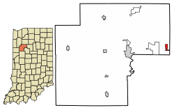 Location of Burnettsville in White County, Indiana.