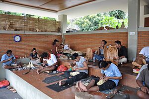 Wood carving in Bali