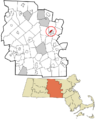 Worcester County Massachusetts incorporated and unincorporated areas South Lancaster highlighted