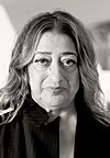 Zaha Hadid in Heydar Aliyev Cultural center in Baku nov 2013 (cropped).jpg
