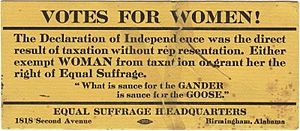 "Votes for Women" from the Alabama Equal Suffrage Assocation, 1919
