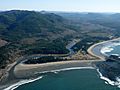 Aerial photograph of Sooes River mouth on Makah Reservation