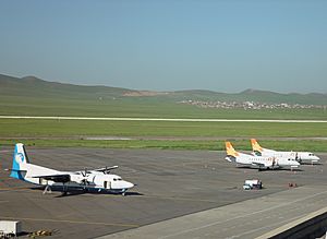 Aircrafts of two Mongolian domestic airlines in ULN