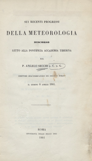 Angelo Secchi – Sui recenti progressi della meteorologia, 1861 - BEIC 6295977