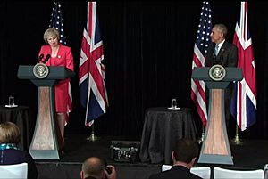 Barack Obama and Theresa May deliver a joint press statement in Hangzhou, China