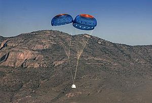 Blue Origin Test Landing with Parachutes April 2015