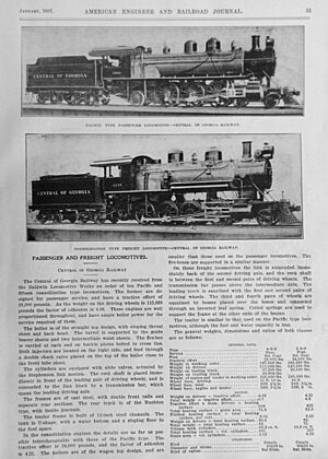 Central of Georgia Baldwin locomotives 1907