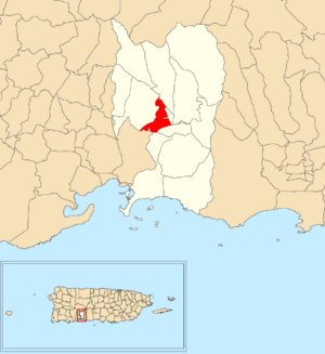 Location of Coto within the municipality of Peñuelas shown in red