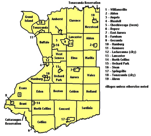 Erie County NY map labeled
