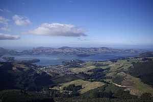 From Mt Cutten- Sawyers Bay and Port Chalmers, then across Otago Harbour to Otago Peninsula (25517408056)