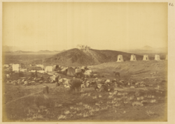 General View of the Gukeichanza Station with a Citadel at Top of the Mountain, near Barkul. Xinjiang, China, 1875 WDL2062