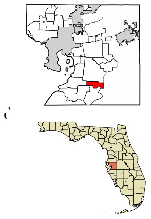 Location of Balm in Hillsborough County, Florida.