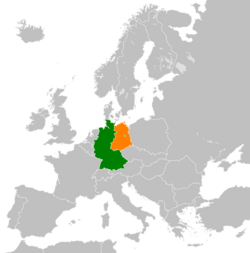 Map indicating locations of West Germany and East Germany