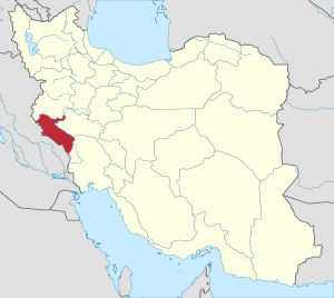 Location of Ilam province in Iran