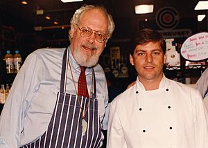 Jeff Smith, The Frugal Gourmet, with Chef Craig Wollam at Fante's Kitchen Shop (1992)