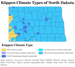 Köppen Climate Types North Dakota