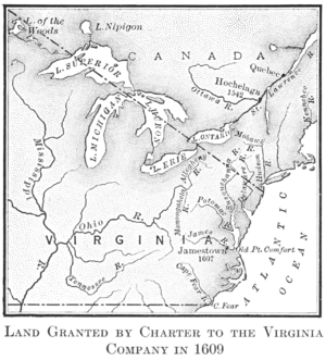 Land Granted by Charter to the Virginia Company in 1609