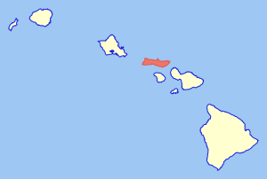 Map of Hawaii highlighting Molokai