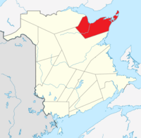 Map of New Brunswick highlighting Gloucester County