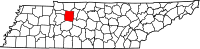 Map of Tennessee highlighting Dickson County