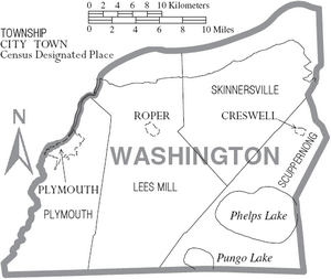 Map of Washington County North Carolina With Municipal and Township Labels