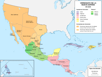 Viceroyalty of New Spain in 1819.