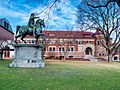 Marcus Aurelius statue and Lyman Hall at Brown University