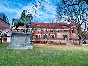 Marcus Aurelius statue and Lyman Hall at Brown University