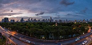 Panorama of Lumphini Park and Thai-Belgium Bridge