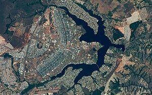 Partial view of the Federal District, Brazil seen from space in 2015