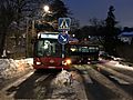 Scania articulated bus on icy road