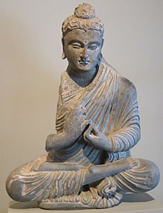 Seated Buddha, Pakistan or Afghanistan, Ghandhara region, 2nd - 3rd century, gray schist, HAA