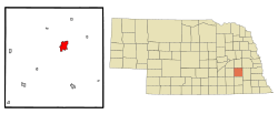 Location of Seward within Seward County and Nebraska